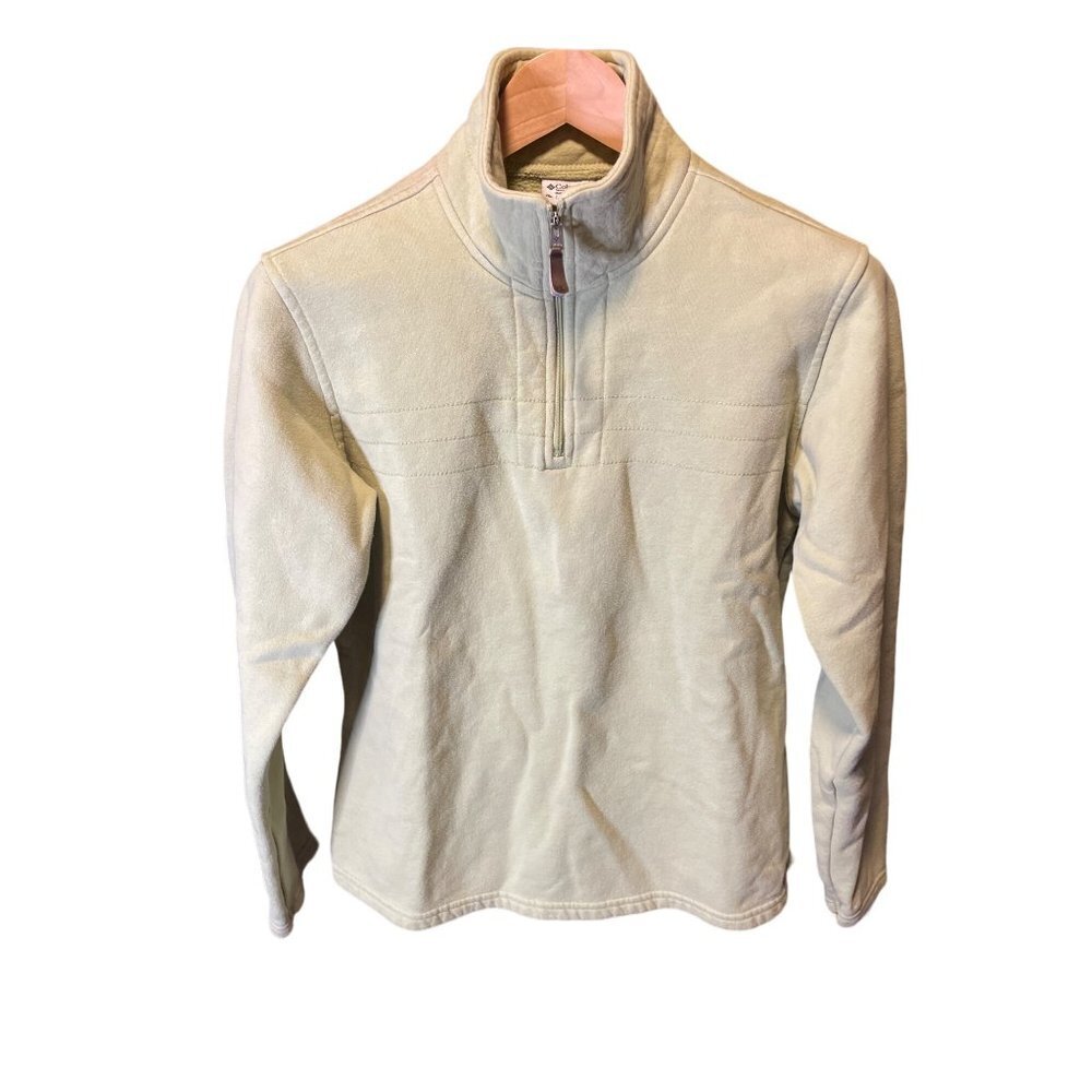 Columbia Light Green Half Zip Mockneck Pullover Long Sleeve Sweater Sz L